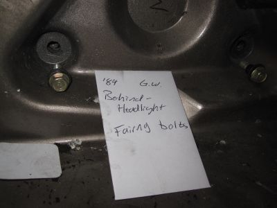Bolts for main front fairing from behind the headlight.
Keywords: 1984;goldwing;gl1200