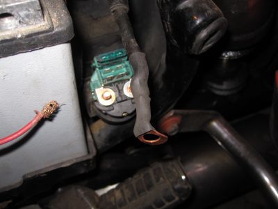 New lug installed on the starter cable and covered with heat shrink tube
Keywords: goldwing;1987;gl1200